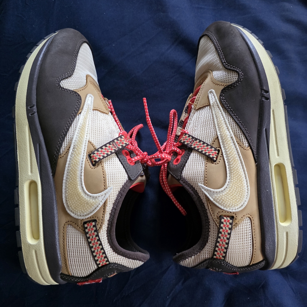 Travis Scott Nike Air Max 1 Athletic Shoes (brown/tan)